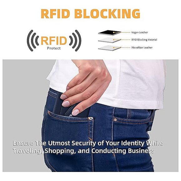 Womens Wallet RFID Blocking Small Wallets Woman Credit Card Holder Trifold - Picture 4 of 7